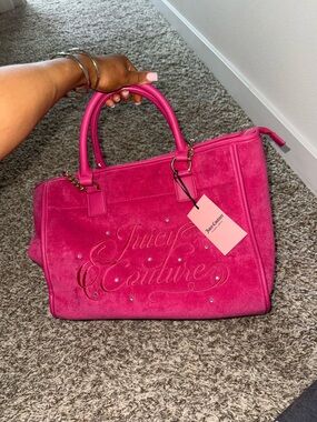 Juicy Couture Fuchsia Suede Tote with Embossed Logo
